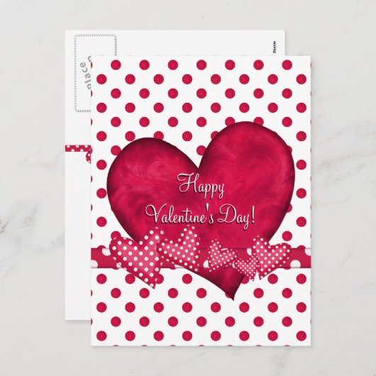 Carte postale Coeurs et points rouges (Devant / Derrière)