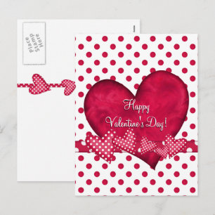 Carte postale Coeurs et points rouges