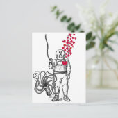 Carte Postale Coeurs flottants du plongeur marin profond (Debout devant)