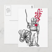 Carte Postale Coeurs flottants du plongeur marin profond (Devant / Derrière)