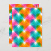 Carte Postale Coeurs géométriques en couleurs psychédéliques (1) (Devant / Derrière)