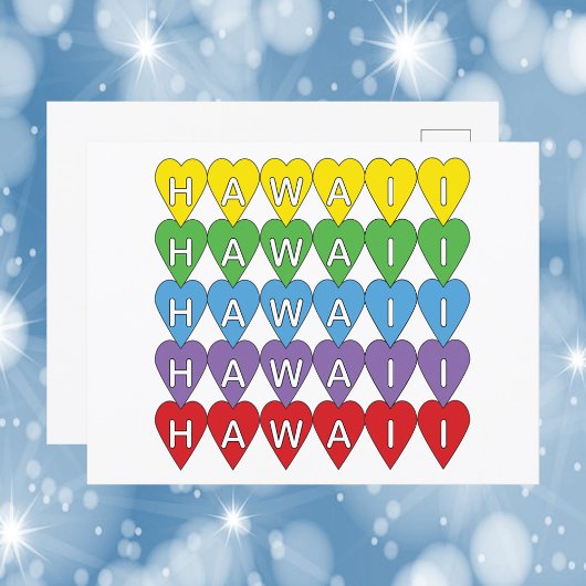 Carte Postale Coeurs Hawaii colorés
