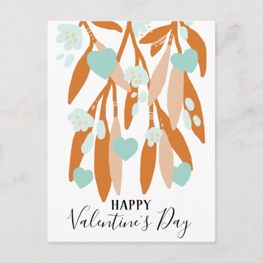 Carte Postale Coeurs Heureuses Saintes-Valentin Branches Fleurs  (Devant)