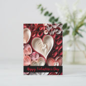 Carte Postale Coeurs Heureuses Saintes-Valentin rouges et roses (Debout devant)