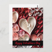 Carte Postale Coeurs Heureuses Saintes-Valentin rouges et roses (Devant / Derrière)