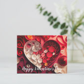 Carte Postale Coeurs Heureuses Saintes-Valentin rouges et roses (Debout devant)