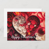 Carte Postale Coeurs Heureuses Saintes-Valentin rouges et roses (Devant / Derrière)