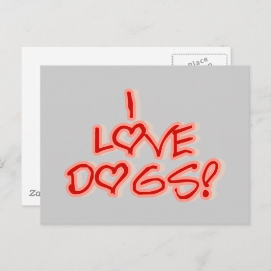 Carte Postale Coeurs I Love Chiens Tshirts et cadeaux (Devant / Derrière)