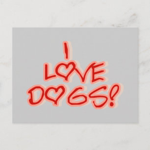 Carte Postale Coeurs I Love Chiens Tshirts et cadeaux