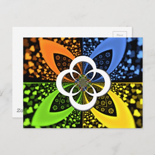 Carte Postale Coeurs Iridescente Polka sans soudure Point Art Ab (Devant / Derrière)