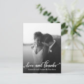 Carte Postale Coeurs lettres main chic Mariage MERCI (Debout devant)