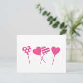 Carte postale Coeurs Lollipop rose (Debout devant)