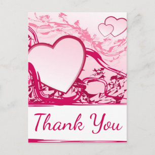 Carte Postale Cœurs Merci Abstraits Rose - Fuchsia Violet