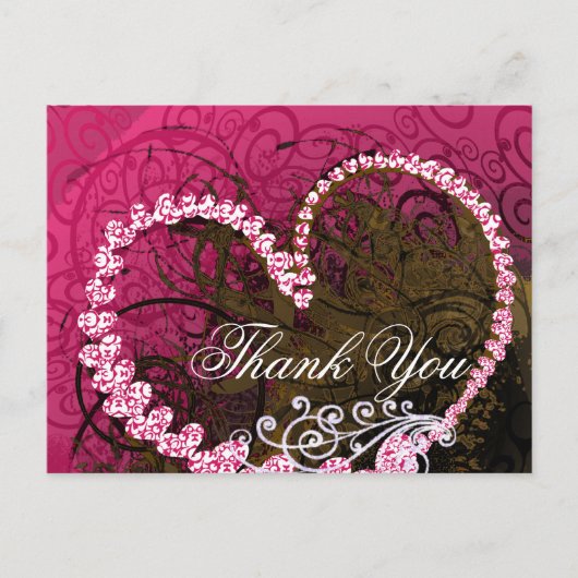Carte Postale Coeurs Merci Rasberry (Devant)