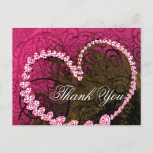 Carte Postale Coeurs Merci Rasberry