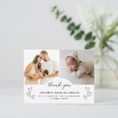 Carte Postale Coeurs mignons dessinés à la main 2 Merci photo bé (Debout devant)