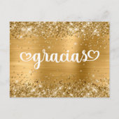 Carte Postale Cœurs Mignons Dorés Pailletés Mes Quinze Ans Merci (Devant)