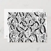 Carte postale Coeurs noir et blanc (Devant / Derrière)
