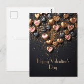 Carte Postale Cœurs noirs et dorés sur fond sombre pour la Saint (Devant / Derrière)