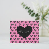 Carte Postale Coeurs noirs roses (Debout devant)