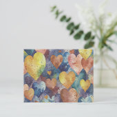 Carte Postale cœurs orange rose bleu jaune (Debout devant)