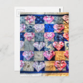CARTE POSTALE COEURS ORIGAMI ET QUILT PATCHWORK (Devant / Derrière)