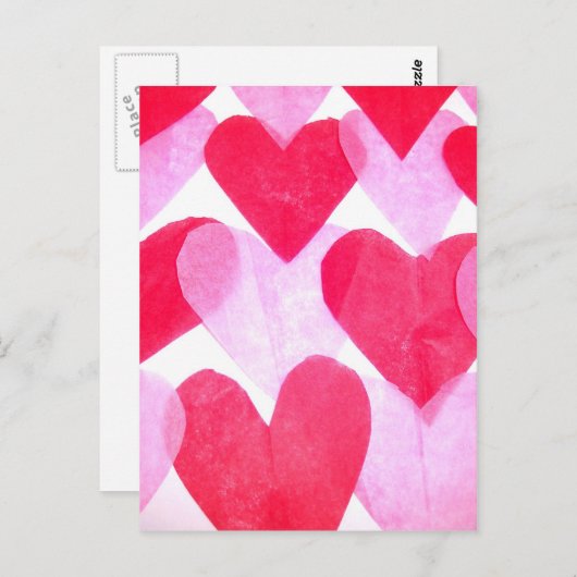 Carte Postale Coeurs papier (Devant / Derrière)