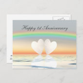 Carte Postale Coeurs papier du 1er anniversaire (Devant / Derrière)