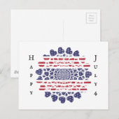 Carte Postale Cœurs patriotiques psychédéliques américains Tie D (Devant / Derrière)
