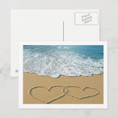 Carte postale Coeurs plage (Devant / Derrière)