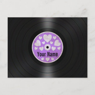 Carte Postale Coeurs pourpres Album personnalisé vinyle record