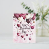Carte Postale Coeurs rose foncé et blanc Salutation Saint-Valent (Debout devant)