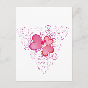 Carte Postale Coeurs roses