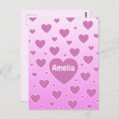 Carte postale Coeurs roses (Devant / Derrière)