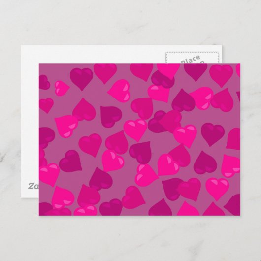 Carte Postale Coeurs roses (Devant / Derrière)