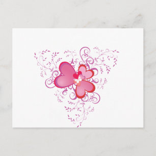 Carte Postale Coeurs roses