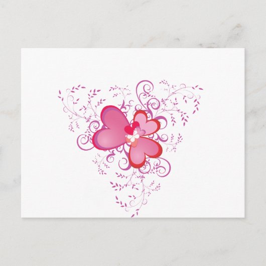 Carte Postale Coeurs roses (Devant)