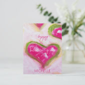 Carte Postale Coeurs roses chauds et artistiques mignons (Debout devant)