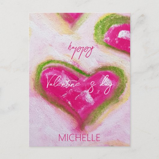 Carte Postale Coeurs roses chauds et artistiques mignons (Devant)