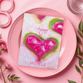 Carte Postale Coeurs roses chauds et artistiques mignons