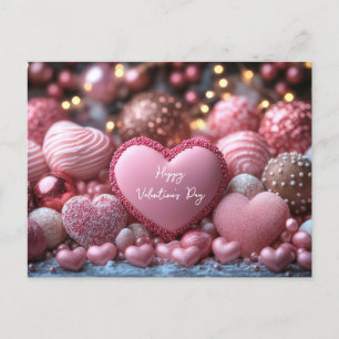 Carte Postale Coeurs roses de chocolat Saint-Valentin