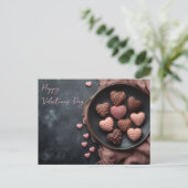 Carte Postale Coeurs roses de chocolat Saint-Valentin (Debout devant)