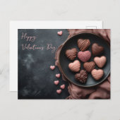 Carte Postale Coeurs roses de chocolat Saint-Valentin (Devant / Derrière)