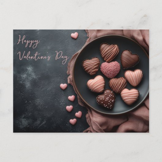 Carte Postale Coeurs roses de chocolat Saint-Valentin (Devant)
