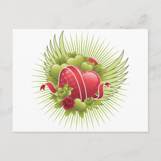 Carte Postale Coeurs Roses et ailes (Devant)