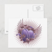 Carte Postale Coeurs Roses et ailes (Devant / Derrière)