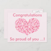 Carte Postale Coeurs roses | Félicitations Postcard de graduatio (Devant / Derrière)