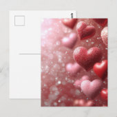 Carte Postale Coeurs roses foncées Salutation de Valentine (Devant / Derrière)