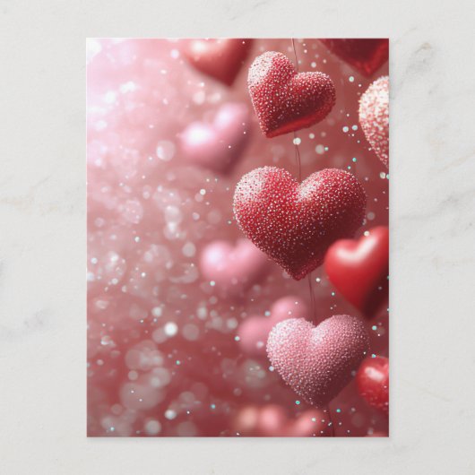 Carte Postale Coeurs roses foncées Salutation de Valentine (Devant)