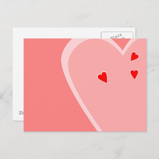 Carte postale coeurs rouges (Devant / Derrière)